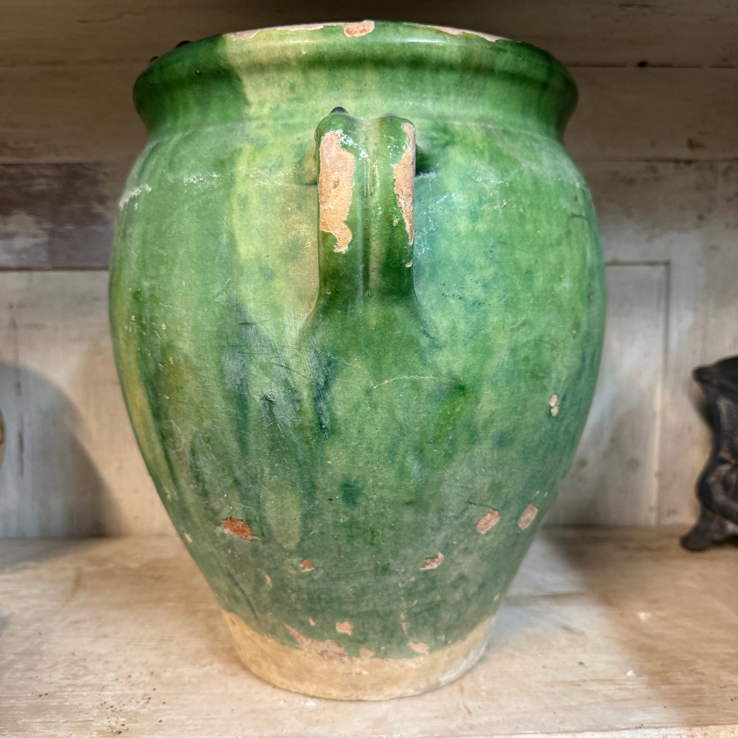 19th Century French Green Glazed Grain Pot