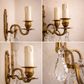French Crystal and Brass Wall Sconce Pair