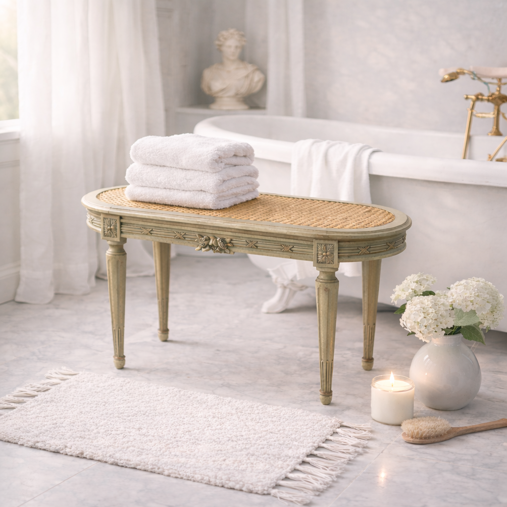 19th Century French Caned Bench Seat