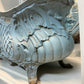 Grand French Soft Blue Antique Cast Iron Jardinière