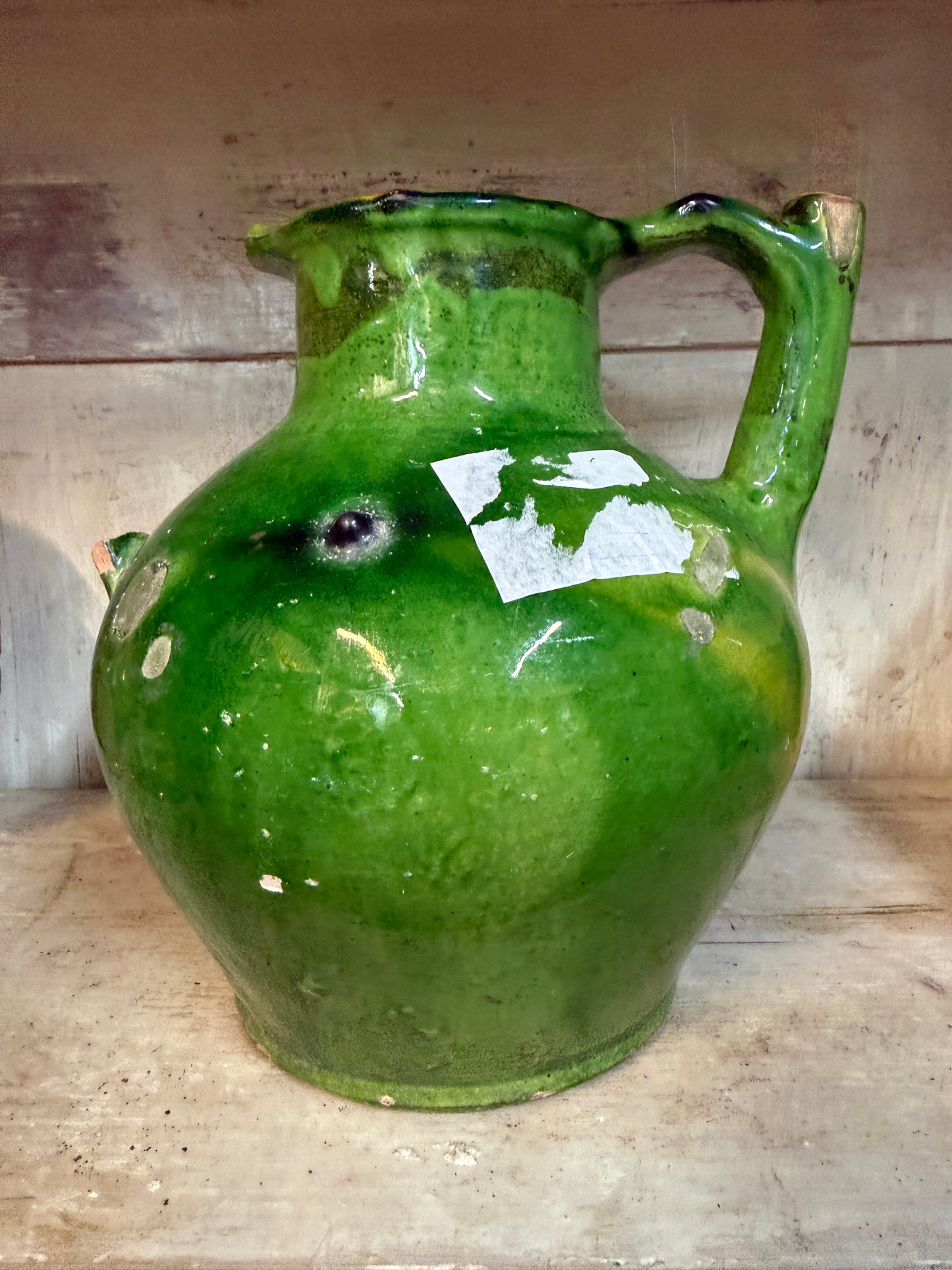 19th Century French Green Glazed Cruche | Antique Jug