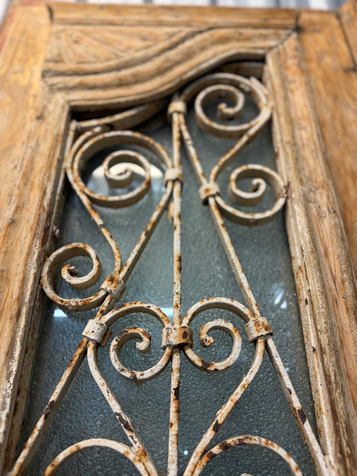 Antique Oak Doors with Iron Scroll Work