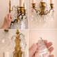 French Crystal and Brass Wall Sconce Pair