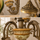 Large Italian Ceramic & Cast Metal Nine-Light Chandelier, Italy, circa 1970s