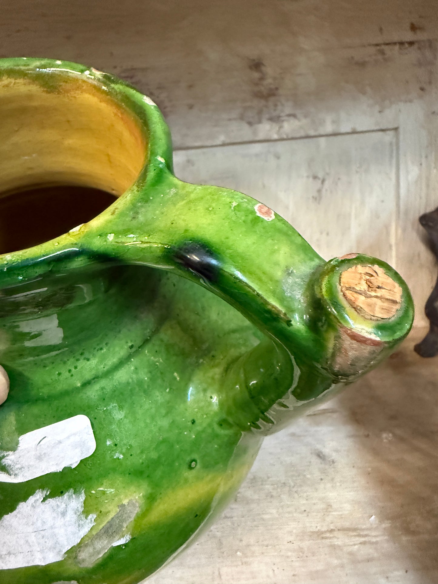 19th Century French Green Glazed Cruche | Antique Jug