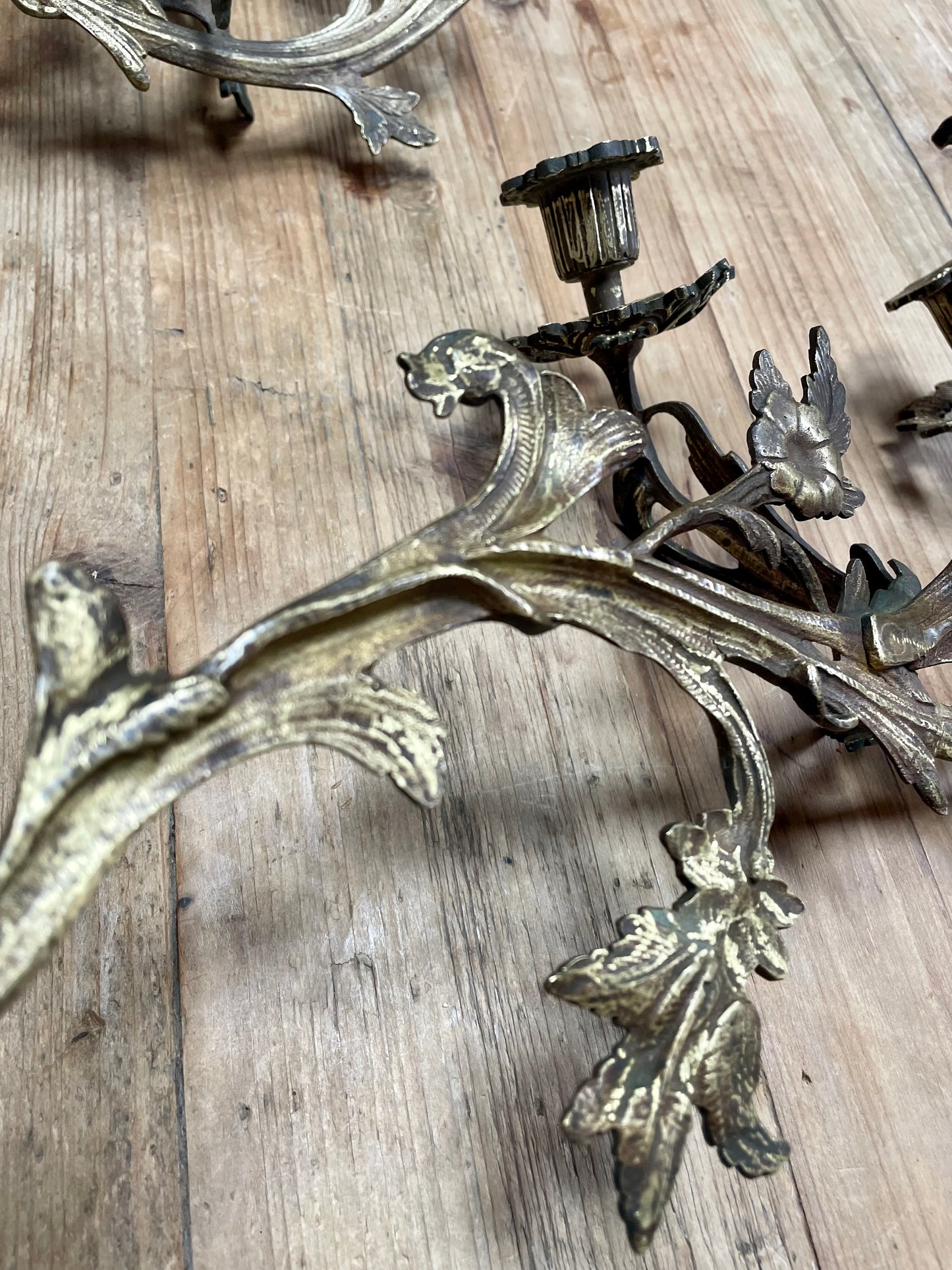 Italian Bronze Candle Sconces