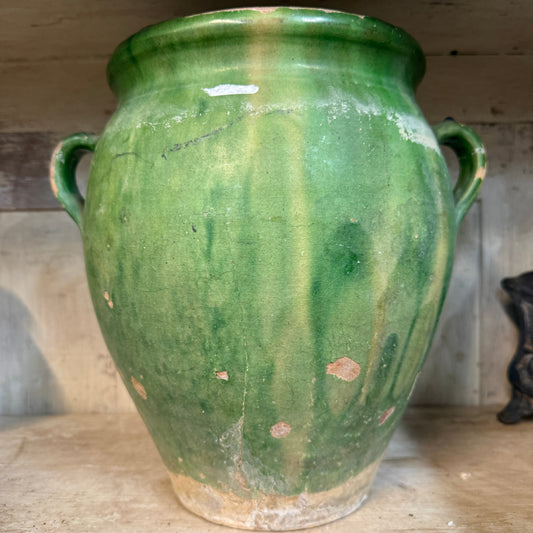 19th Century French Green Glazed Grain Pot