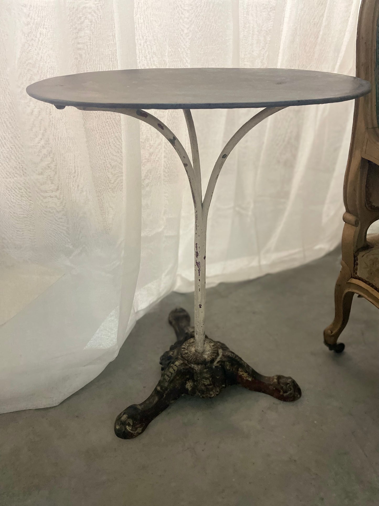 Antique French Metal & Cast Iron Cafe' Table