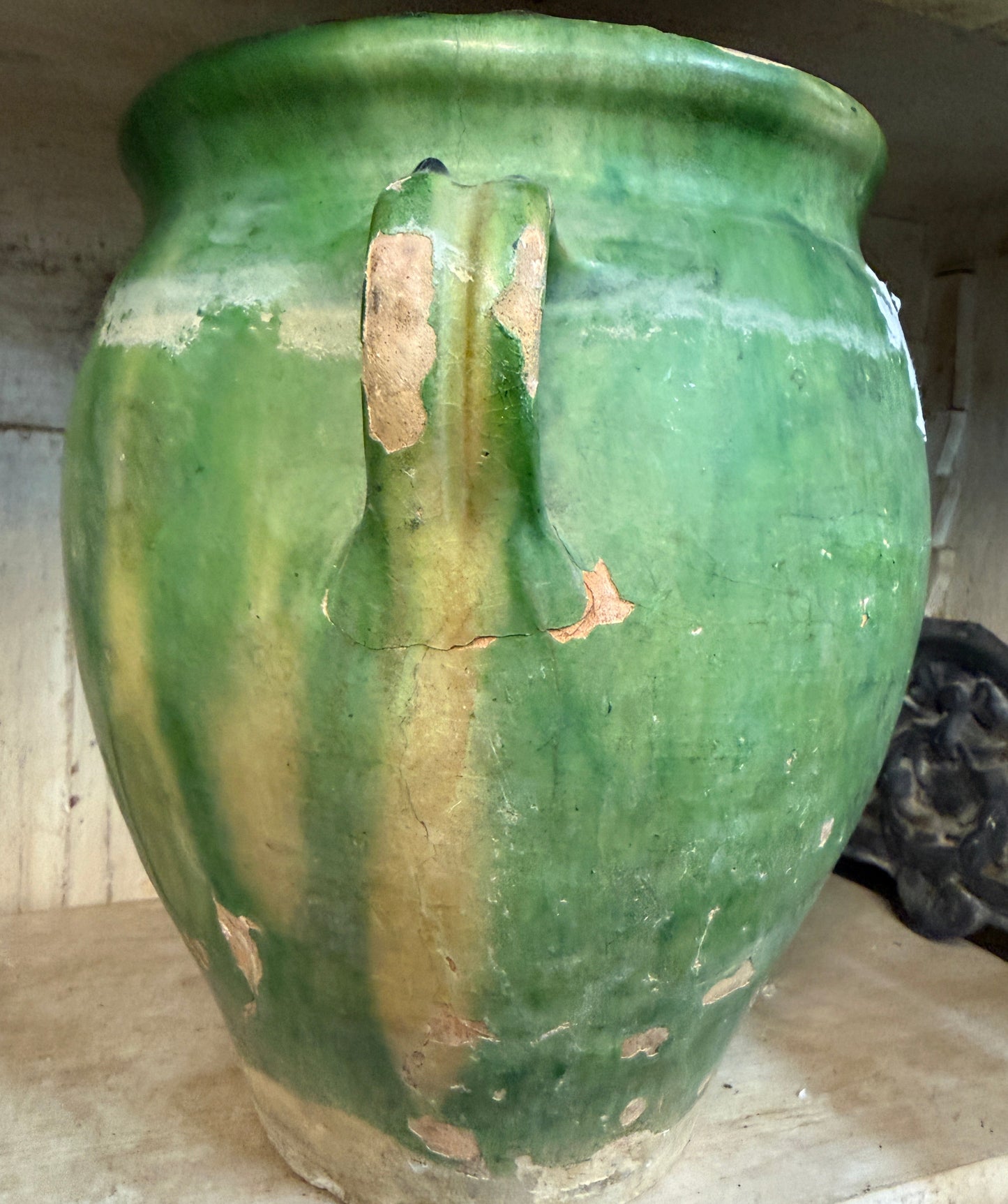 19th Century French Green Glazed Grain Pot