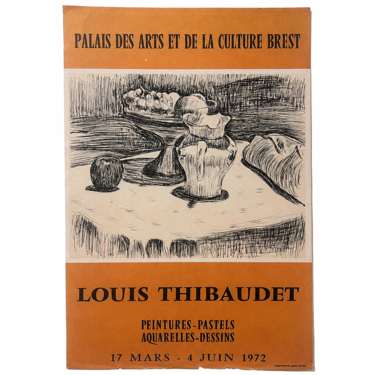 Louis Thibaudet Exhibition Poster – Palais des Arts et de la Culture, Brest (1972)