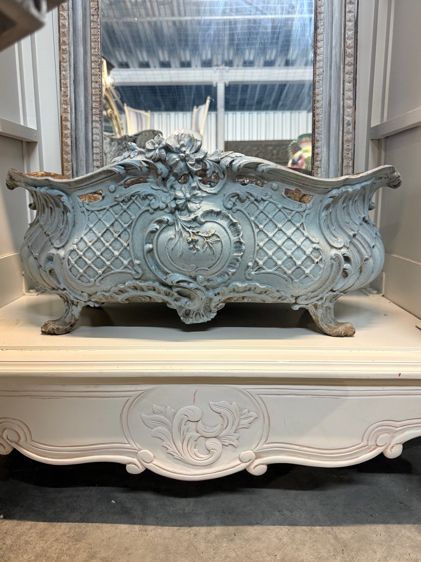 Large French Antique Cast Iron Jardinière