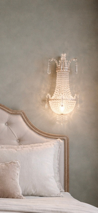 Pair of Early 20th Century Crystal Basket Wall Lights