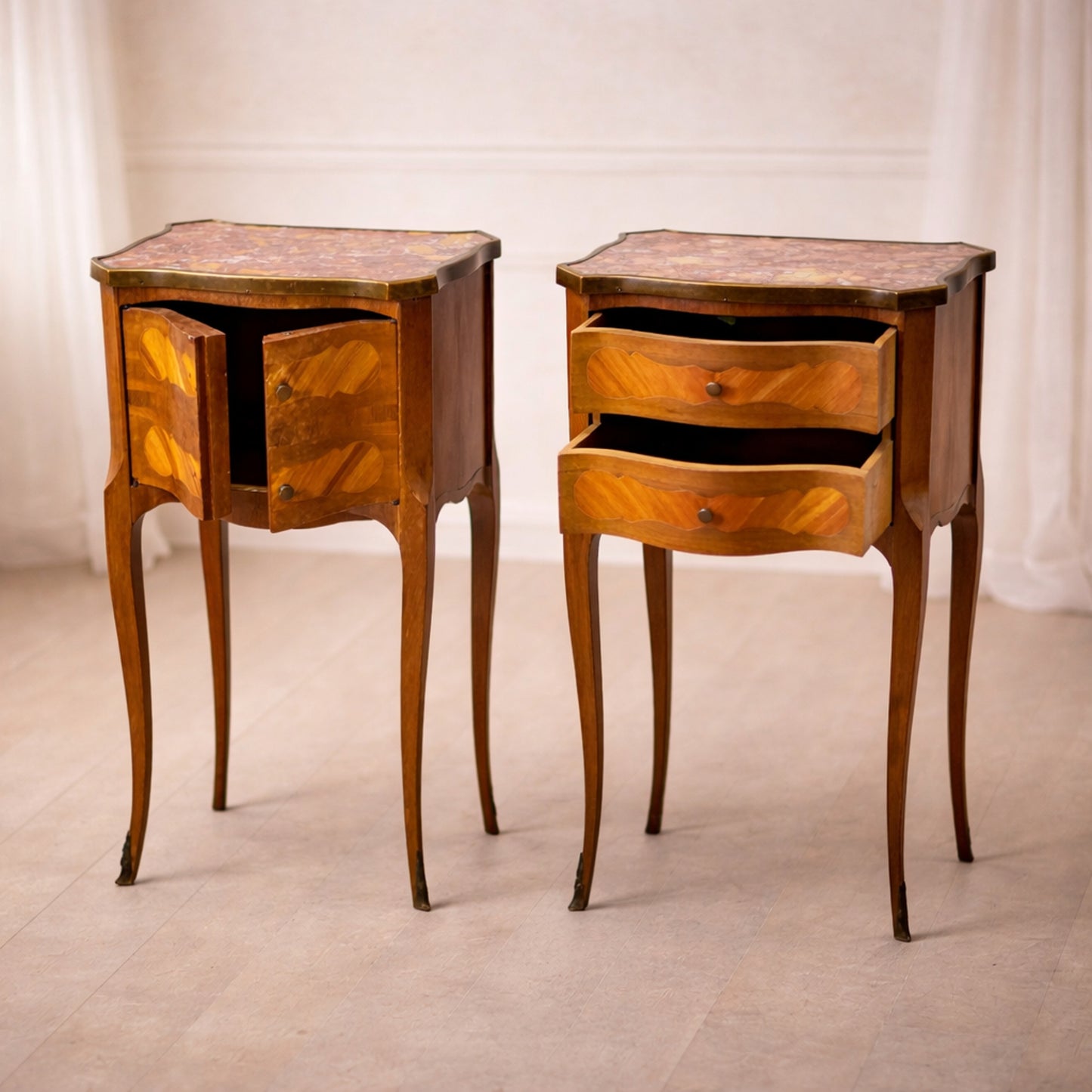 French Pair 'Chevet' Bedside Tables