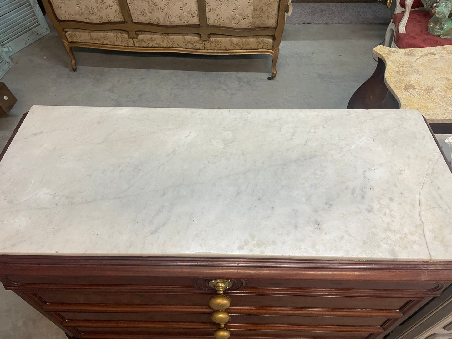 Marble Top Italian Mahogany Writing Desk