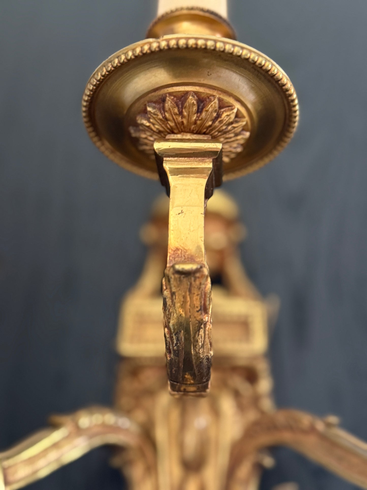 Louis XVI Style Three-Arm Brass Wall Sconces