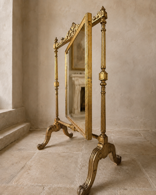19th Century Italian Giltwood Swivel Cheval Mirror