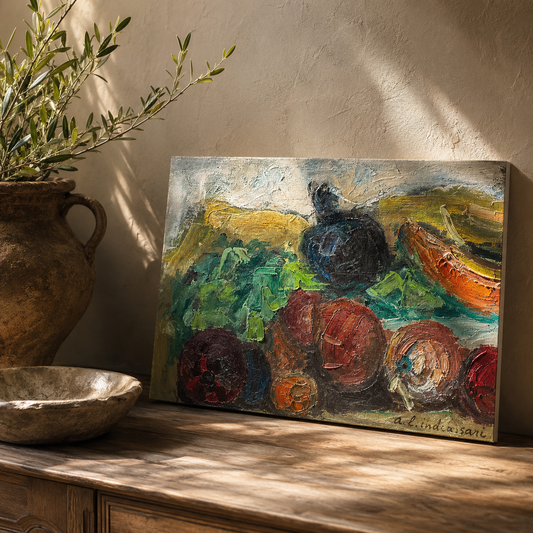 Italian Mid-Century Oil on Canvas Still Life