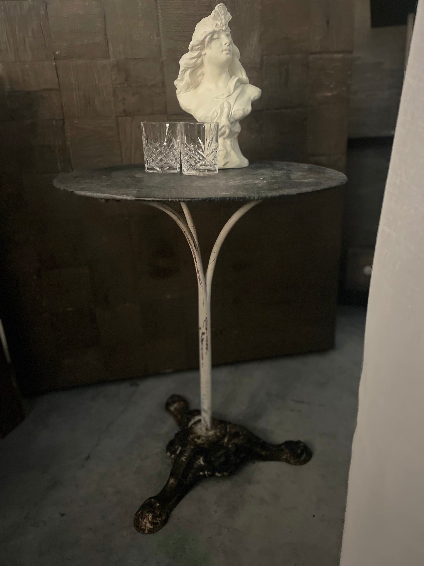 Antique French Metal & Cast Iron Cafe' Table