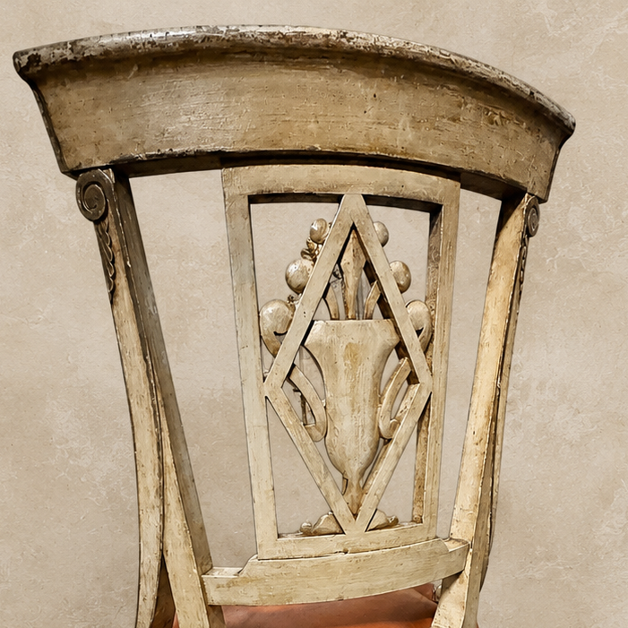 Set of Eight Italian Neoclassical Cognac Leather Dining Chairs