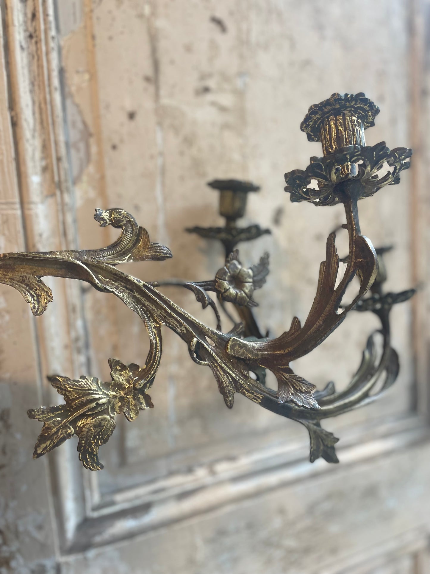 Italian Bronze Candle Sconces