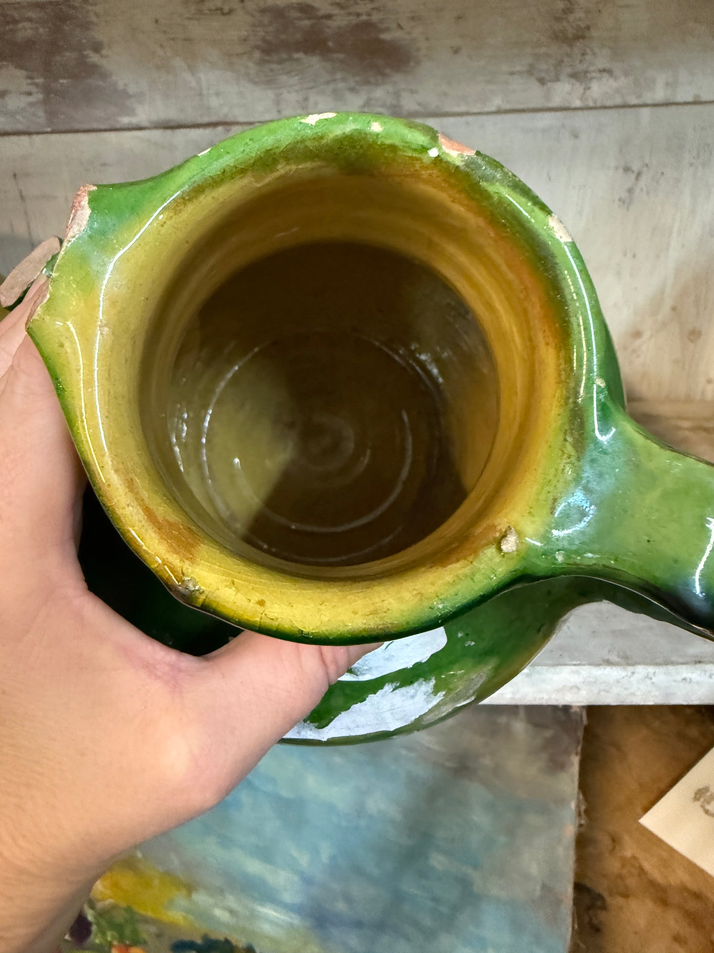 19th Century French Green Glazed Cruche | Antique Jug