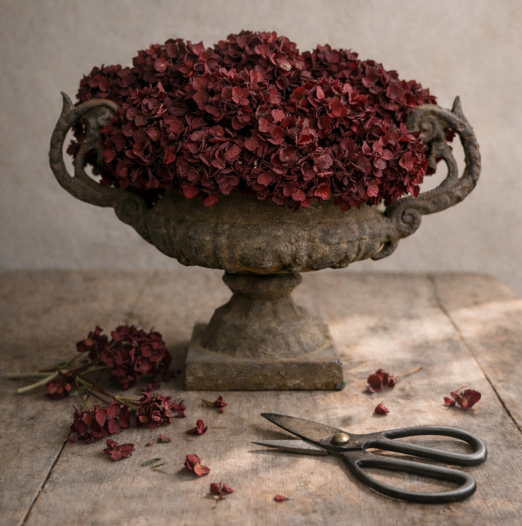 Antique French Cast Iron Urn with Scroll Handles