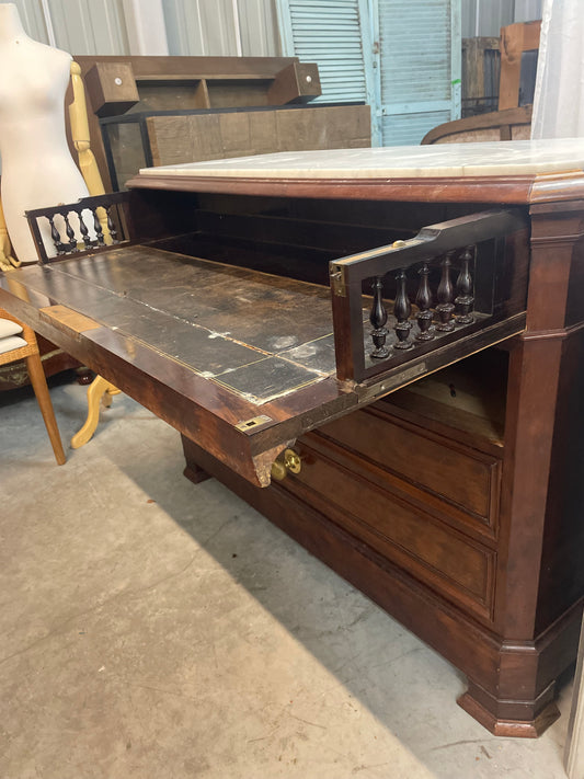 Marble Top Italian Mahogany Writing Desk