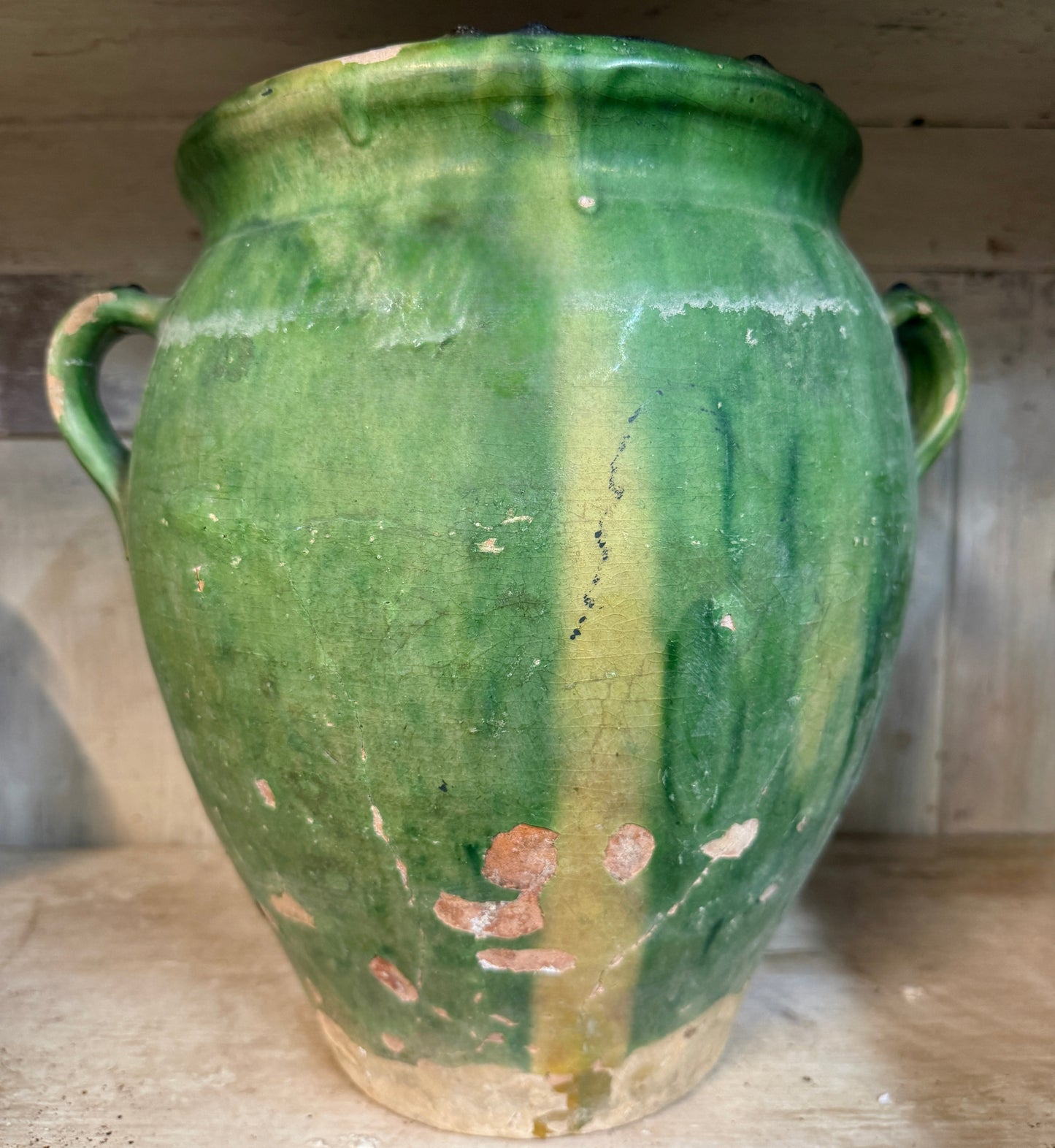 19th Century French Green Glazed Grain Pot