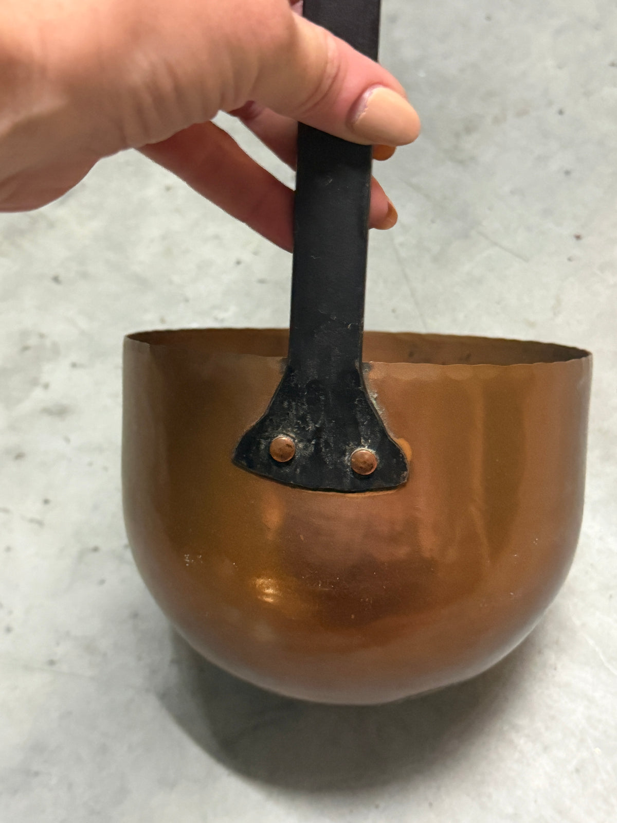 French Copper Ladle with Long Iron Handle | 62 cm