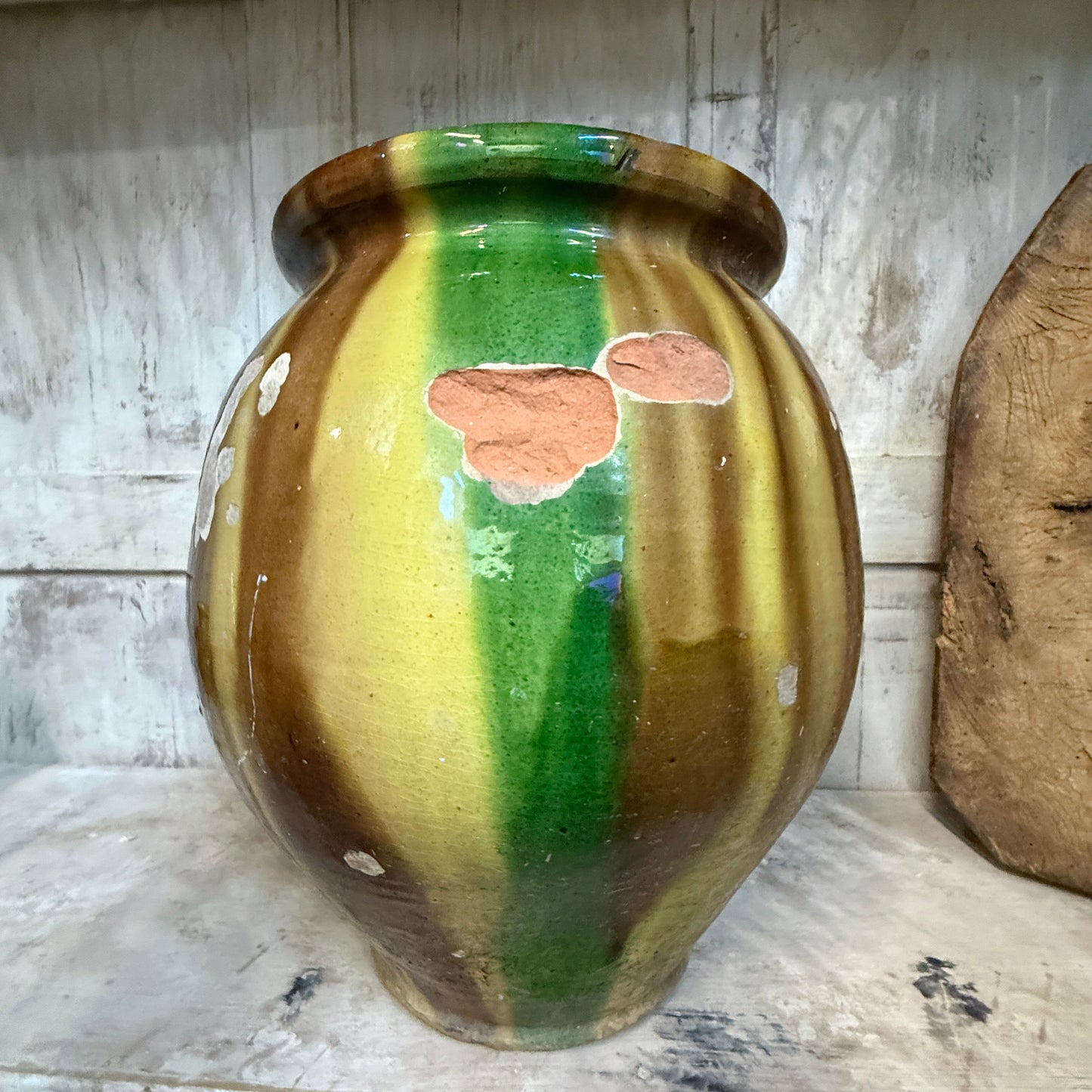 Antique French Terracotta Urn Circa Early 20th Century | Large Multicolour Glazed Form