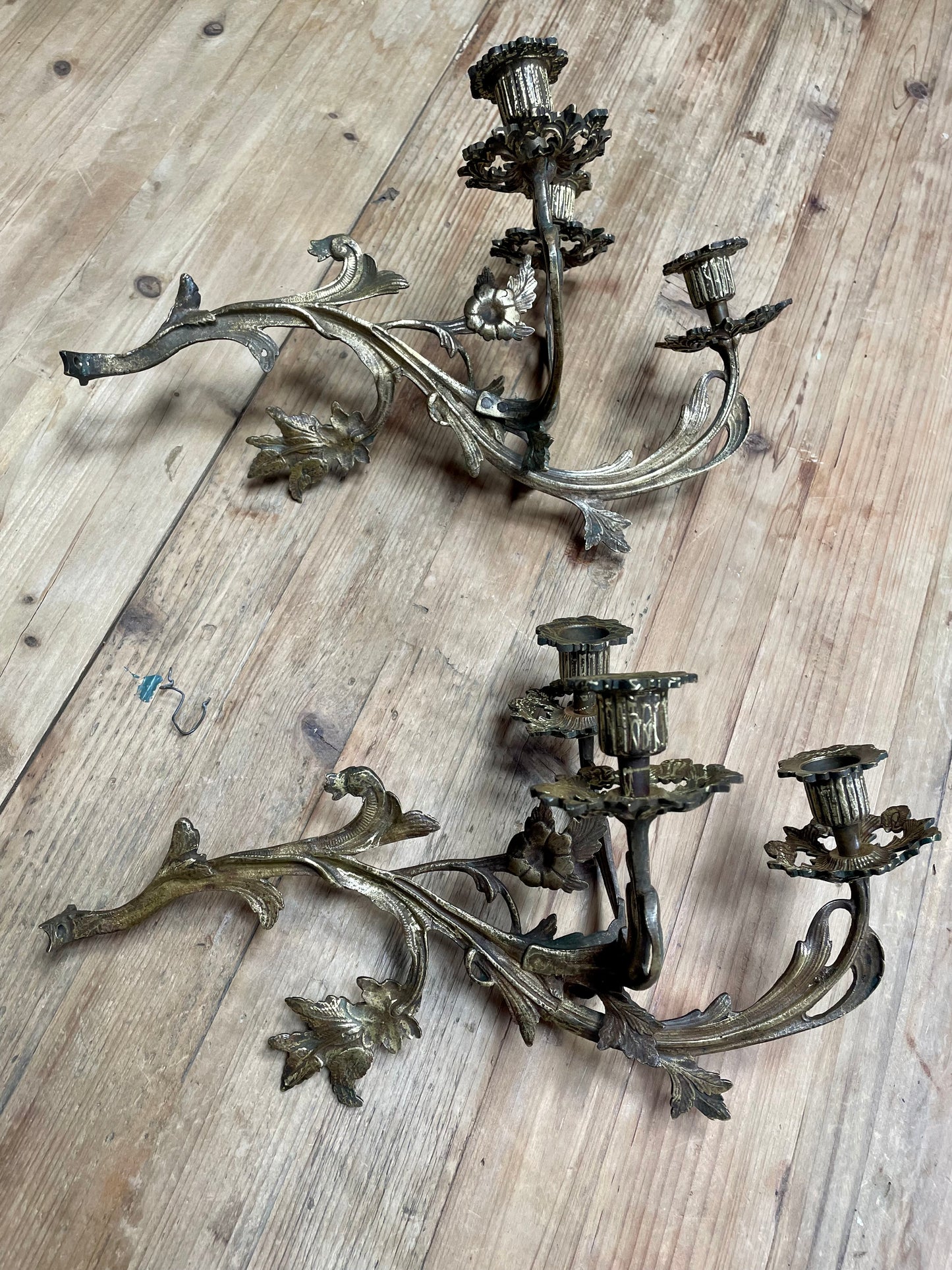 Italian Bronze Candle Sconces