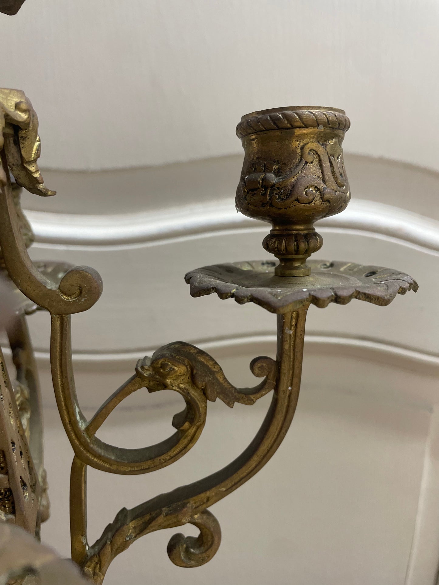 French Bronze Candelabra with Family Crest