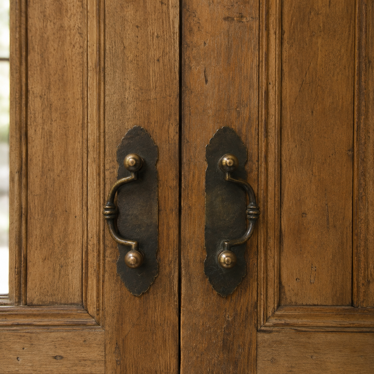 Pair of Antique Italian Bronze Door Handles
