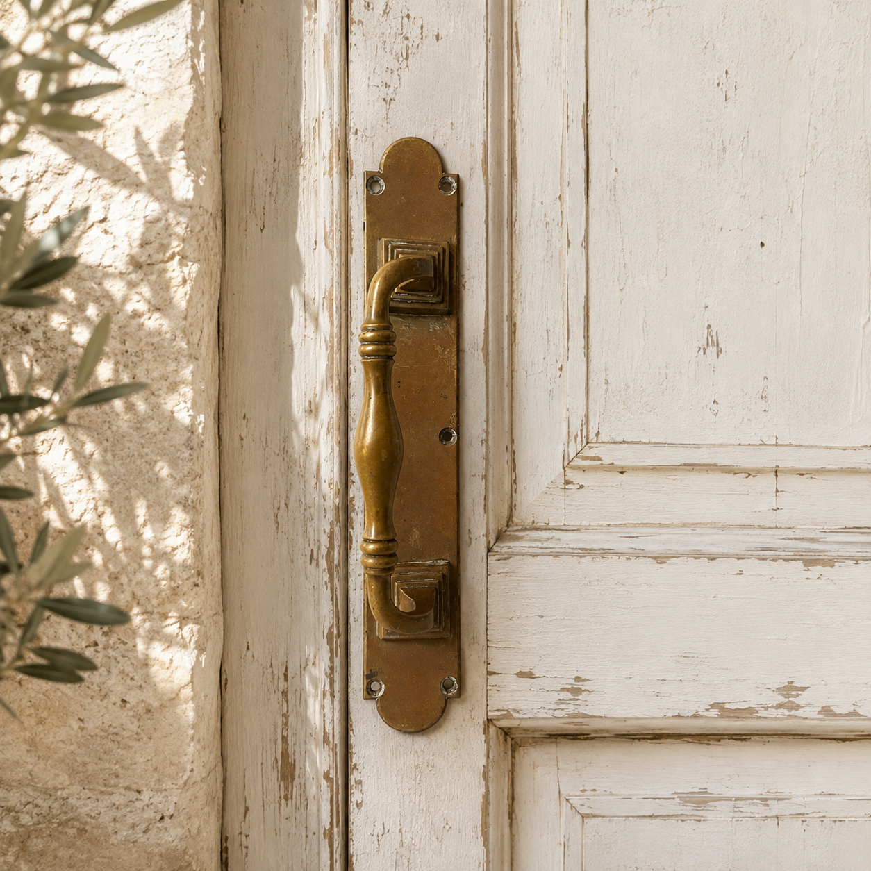 Large Antique European Bronze Door Pull, c.1900
