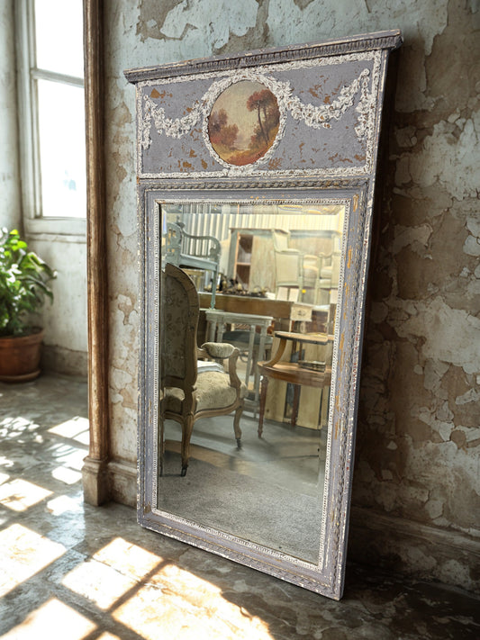French Blue Trumeau Mirror