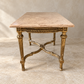 French Louis XVI Style Gilt Coffee Table with Peach Marble