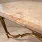 French Louis XVI Style Gilt Coffee Table with Peach Marble