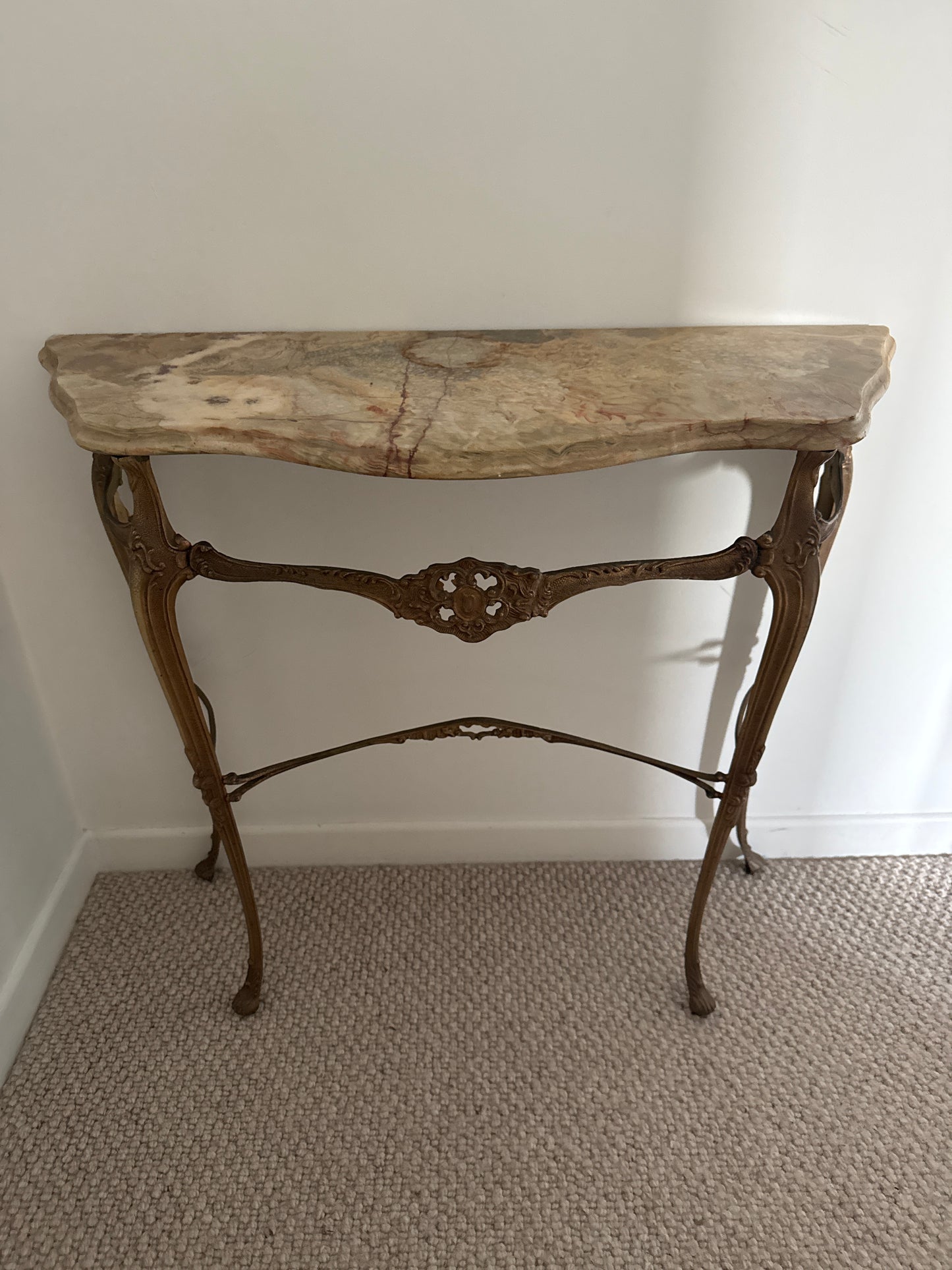 Antique French Marble Petite Console Mid Century