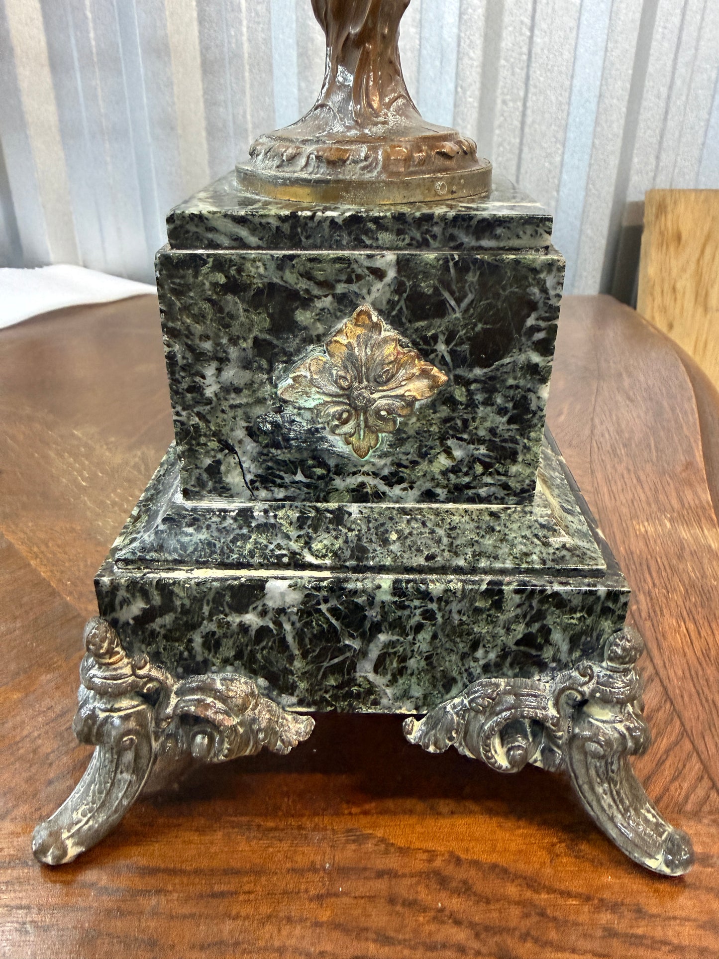 1880’s French Louis XVI style bronze & emerald marble candelabra set