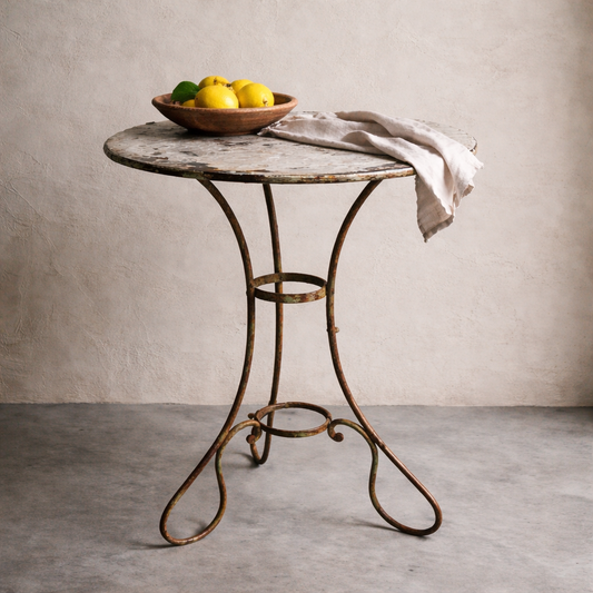 French Café Guéridon Table — Early 20th Century — Painted Iron with Original Patina