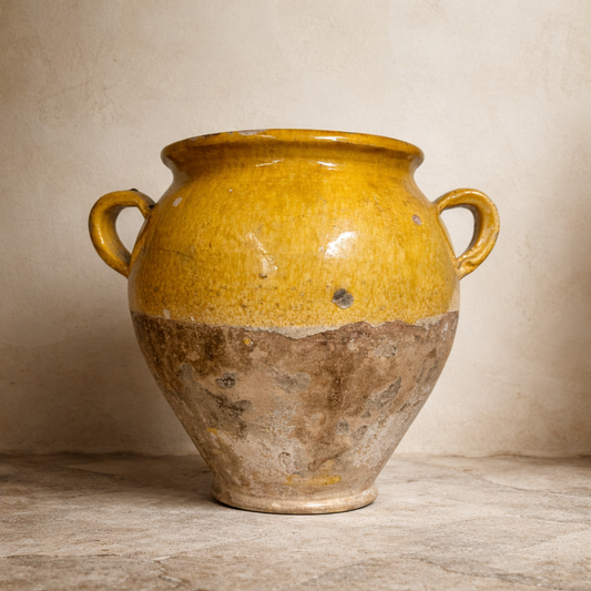 19th Century French Yellow Glazed Confit Pot