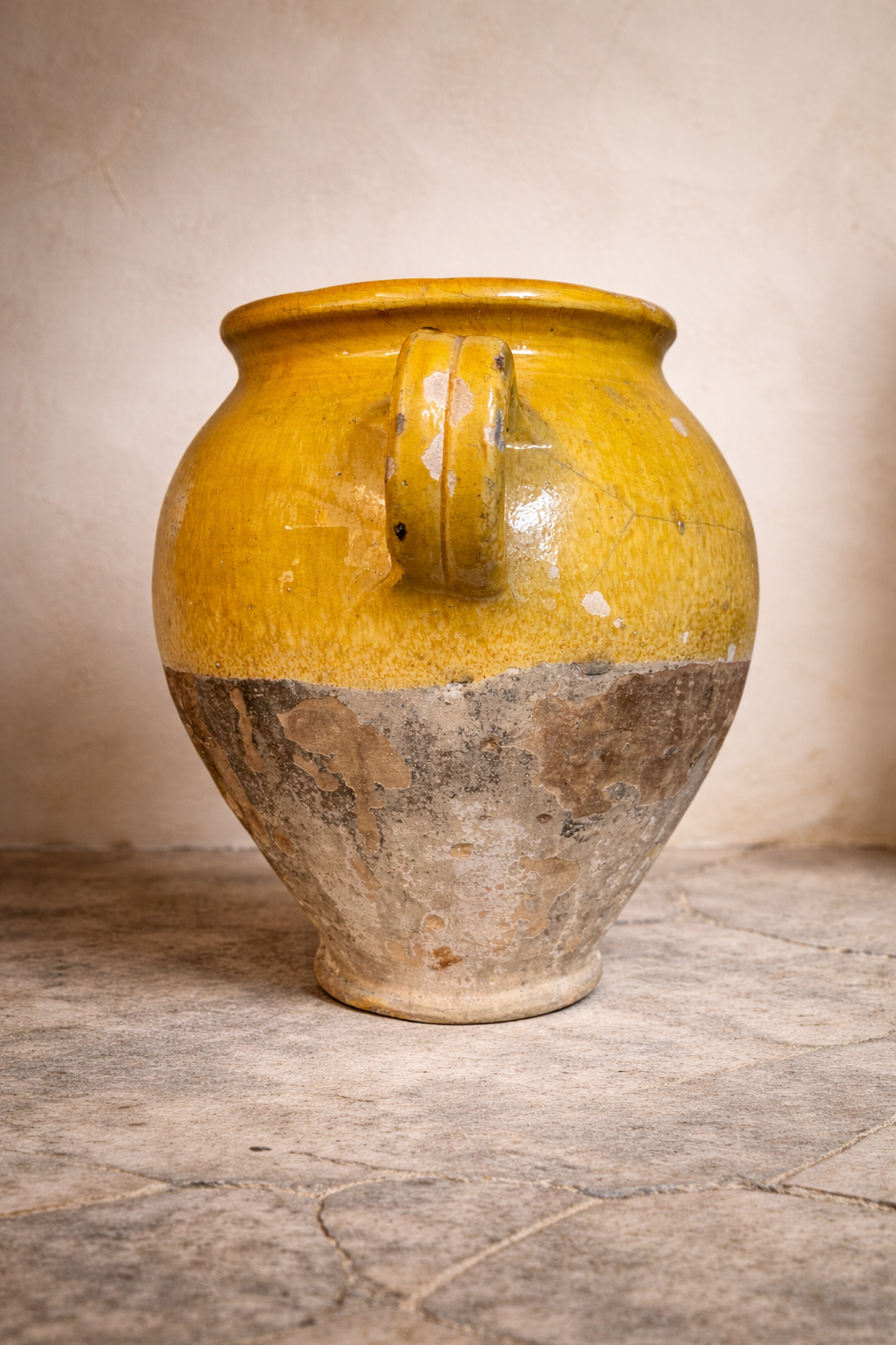 19th Century French Yellow Glazed Confit Pot
