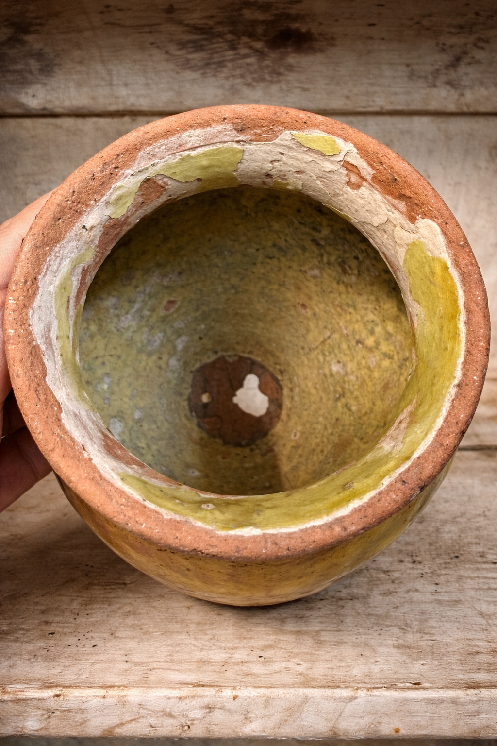 19th Century French Glazed Confit Pot – Yellow & Green Provincial Earthenware