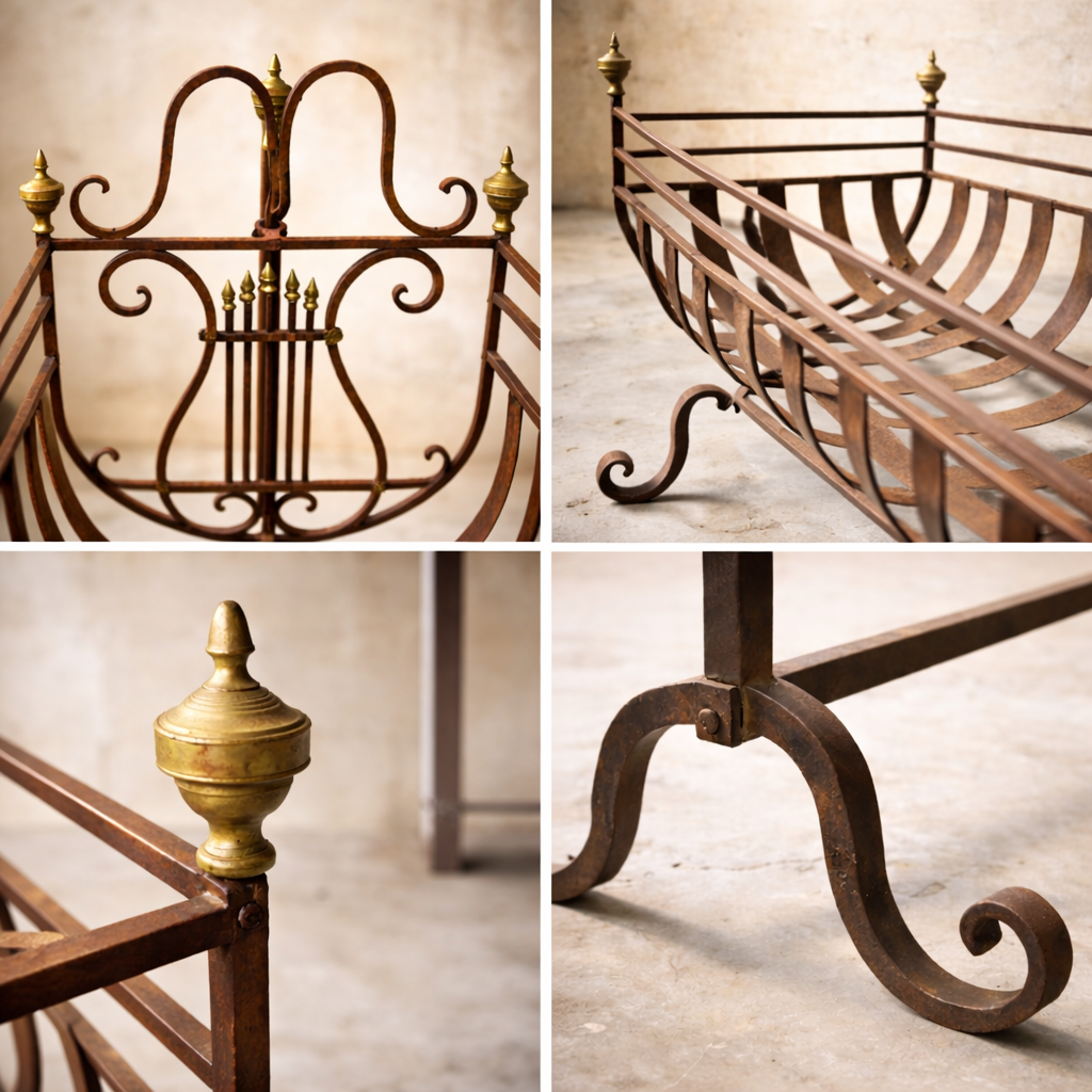 Late 19th Century European Iron Cradle Console Table | Glass Top, Neapolitan Provenance