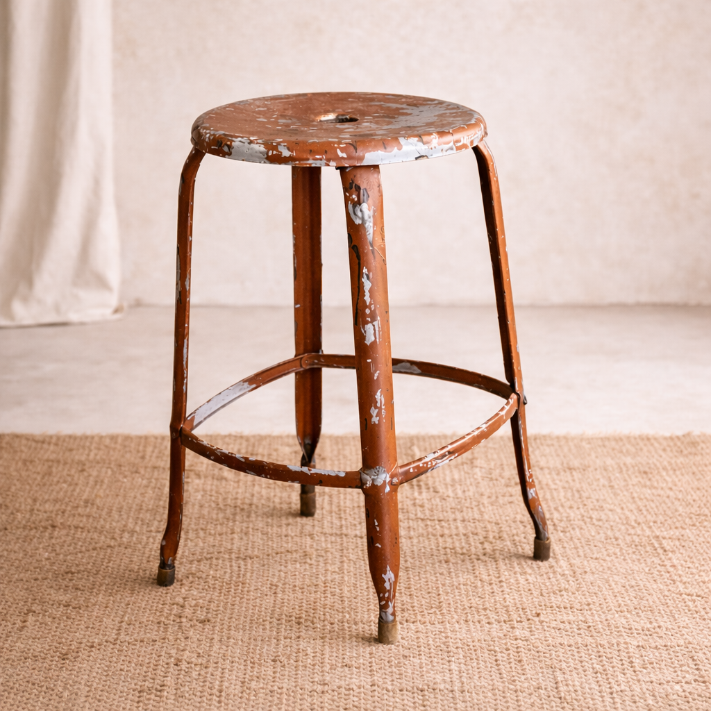 Mid-Century European Industrial Stools (Pair) | Original Patina, c. 1940s–60s