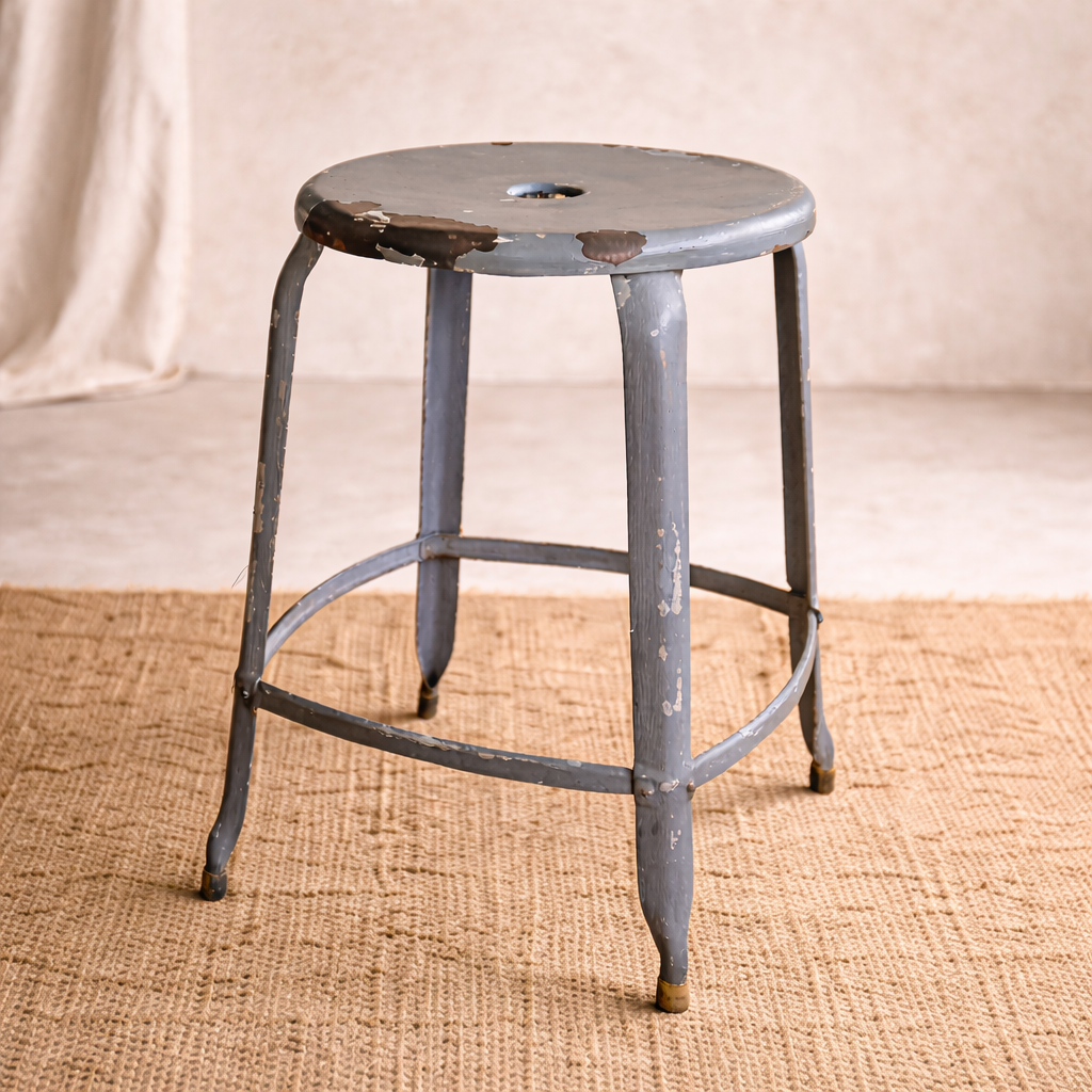 Mid-Century European Industrial Stools (Pair) | Original Patina, c. 1940s–60s