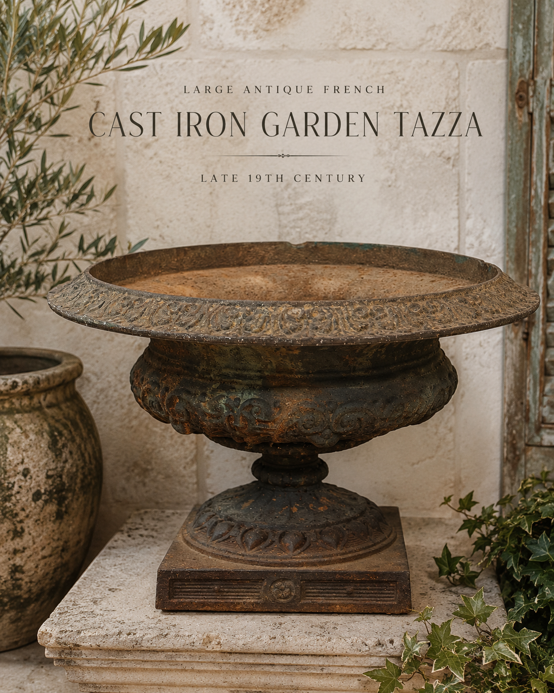 Large French Cast Iron Coupe Tazza, Late 19th Century