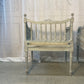 French Blue Carved Armchairs with Rattan Seats
