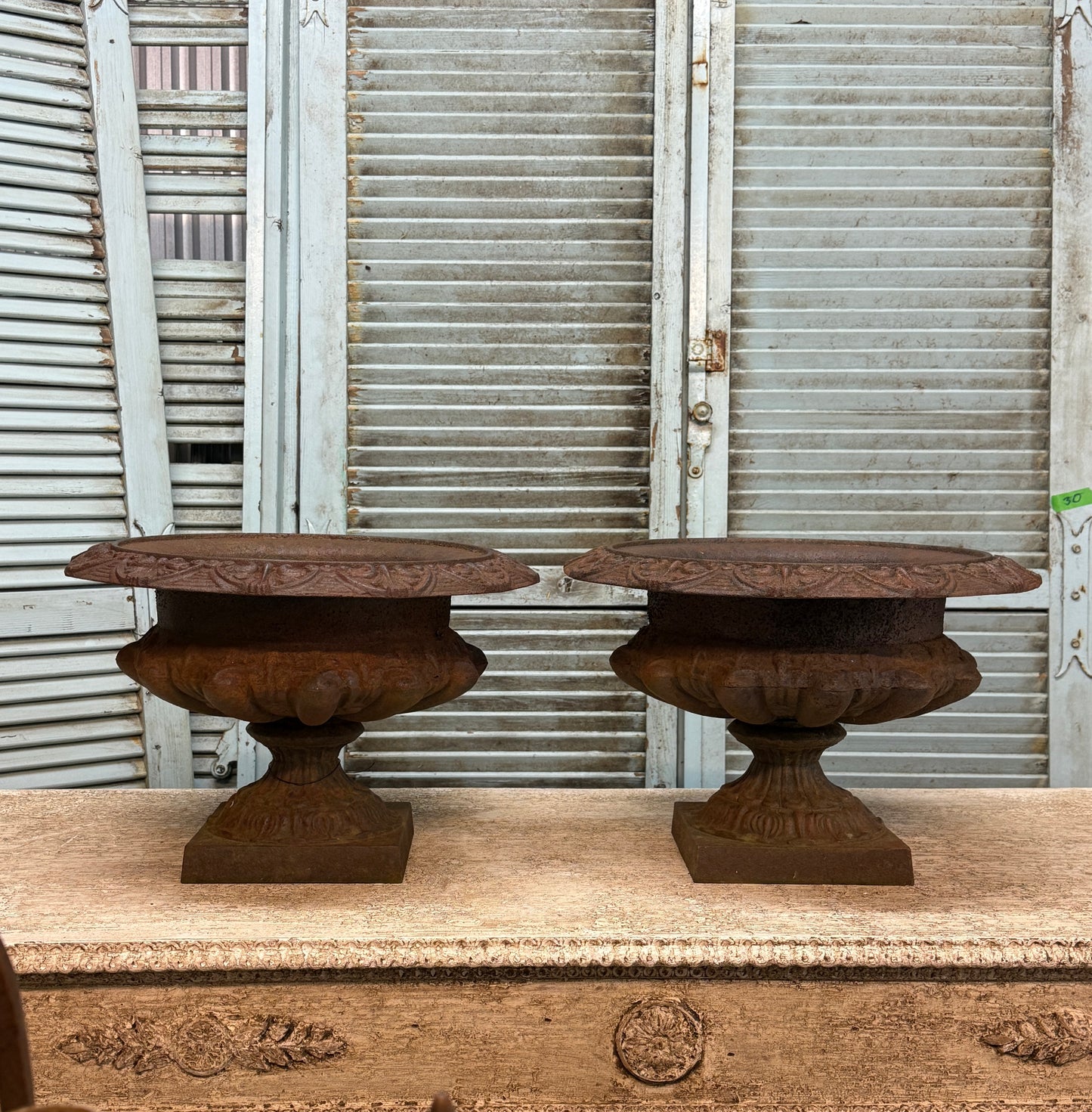 19th Century Cast Iron Jardinière's - large