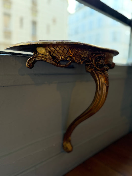 French Gilded Wood Carved Wall Console
